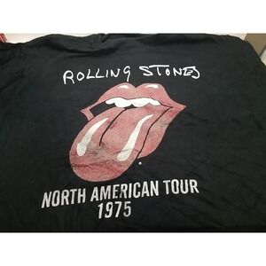 Rolling Stones North American Tour‎ 1975 Graphic Print T Shirt Black Medium